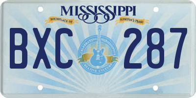 MS license plate BXC287