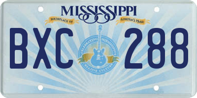 MS license plate BXC288