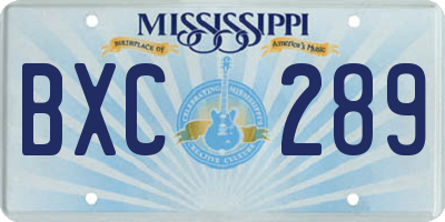 MS license plate BXC289