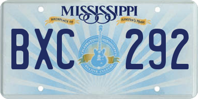 MS license plate BXC292