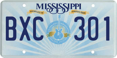 MS license plate BXC301