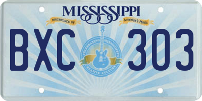 MS license plate BXC303