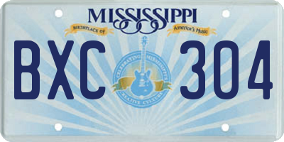 MS license plate BXC304