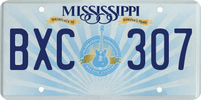 MS license plate BXC307