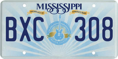 MS license plate BXC308