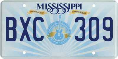 MS license plate BXC309