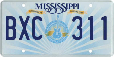 MS license plate BXC311