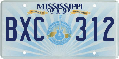 MS license plate BXC312