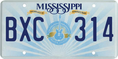 MS license plate BXC314