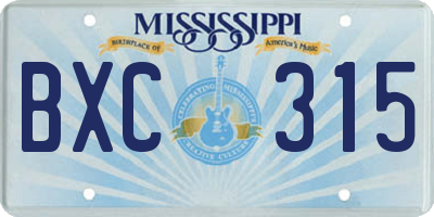 MS license plate BXC315