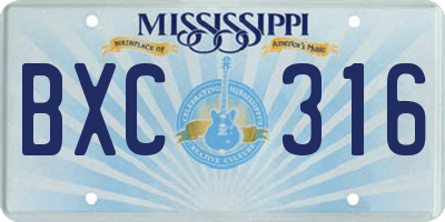 MS license plate BXC316