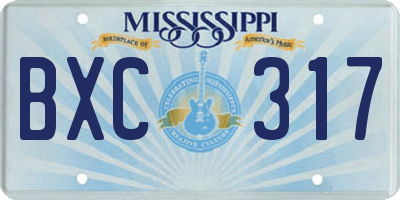 MS license plate BXC317