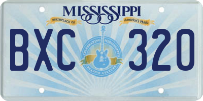 MS license plate BXC320