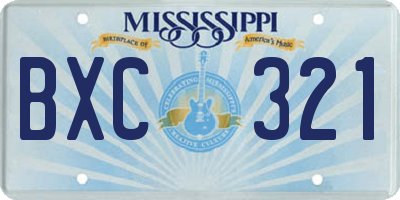 MS license plate BXC321