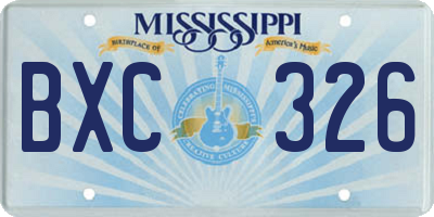 MS license plate BXC326