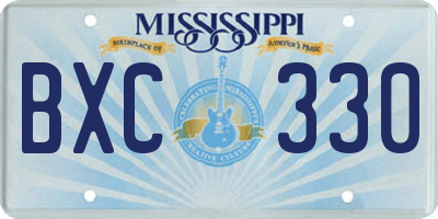 MS license plate BXC330