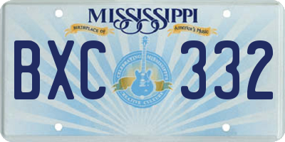 MS license plate BXC332
