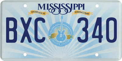 MS license plate BXC340