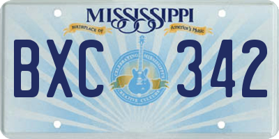 MS license plate BXC342