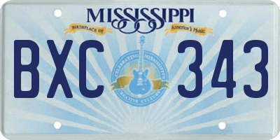 MS license plate BXC343