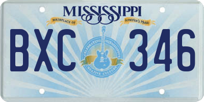 MS license plate BXC346