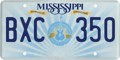 MS license plate BXC350