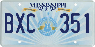 MS license plate BXC351