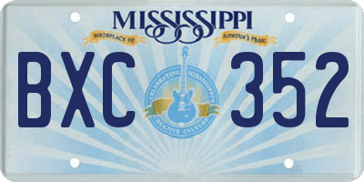 MS license plate BXC352