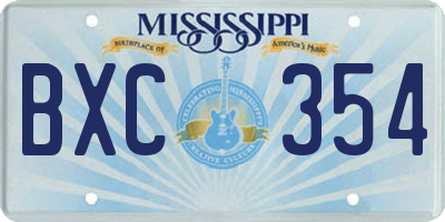 MS license plate BXC354