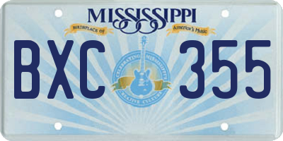 MS license plate BXC355