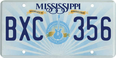 MS license plate BXC356