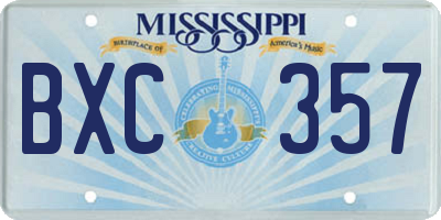 MS license plate BXC357