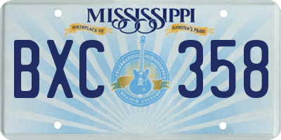 MS license plate BXC358