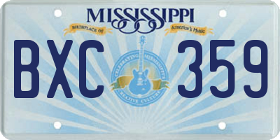 MS license plate BXC359