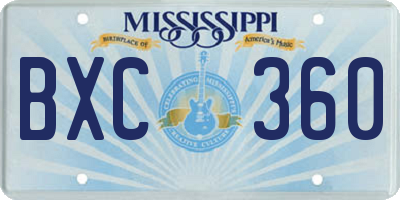 MS license plate BXC360