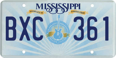 MS license plate BXC361