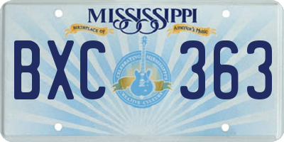 MS license plate BXC363