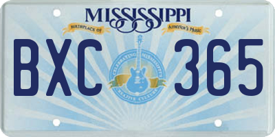 MS license plate BXC365