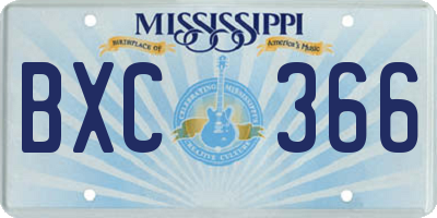 MS license plate BXC366