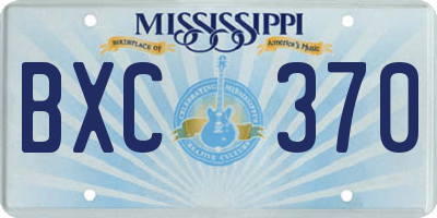 MS license plate BXC370
