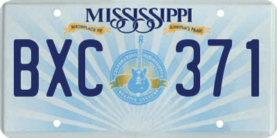 MS license plate BXC371