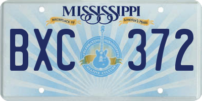 MS license plate BXC372