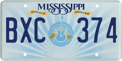 MS license plate BXC374
