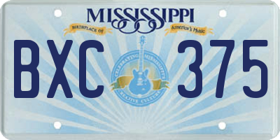 MS license plate BXC375