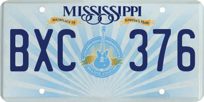 MS license plate BXC376
