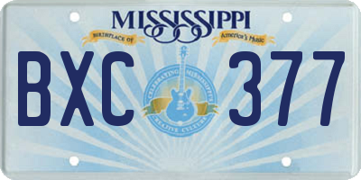 MS license plate BXC377