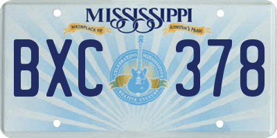 MS license plate BXC378