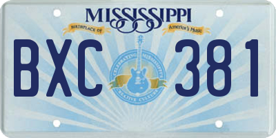 MS license plate BXC381