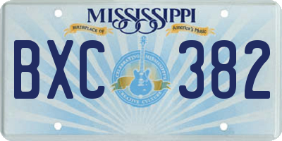 MS license plate BXC382