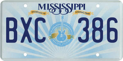 MS license plate BXC386